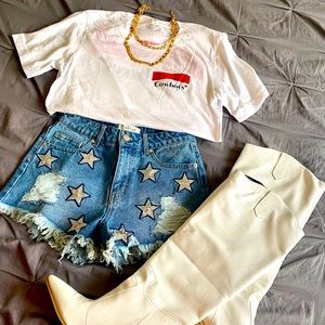 Peach Love Glitter Star shorts